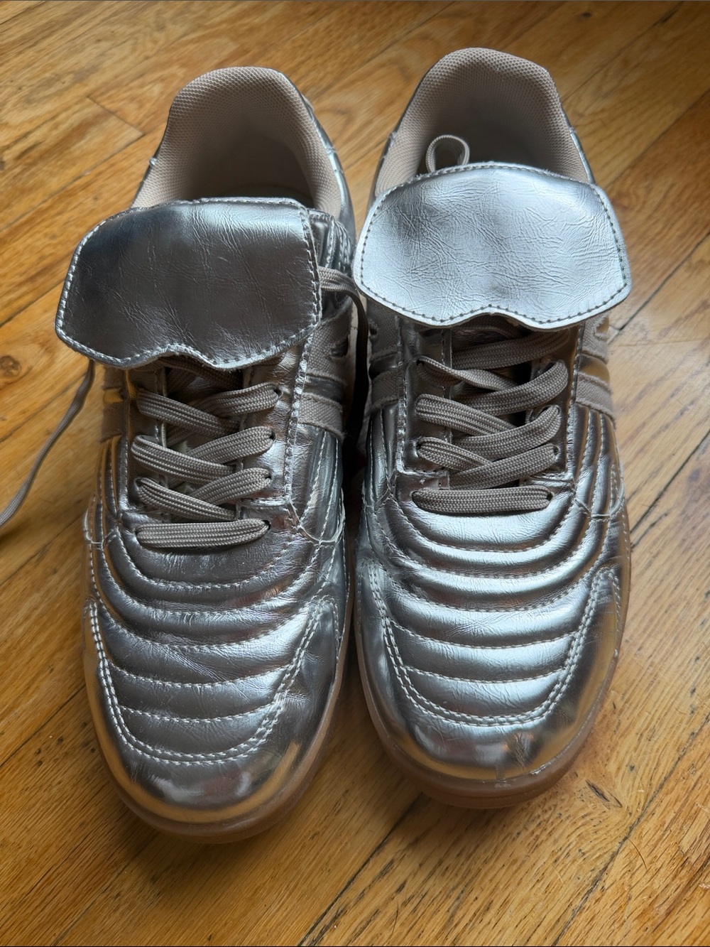 Steve Madden Silver Metallic Lace-Up Sneakers